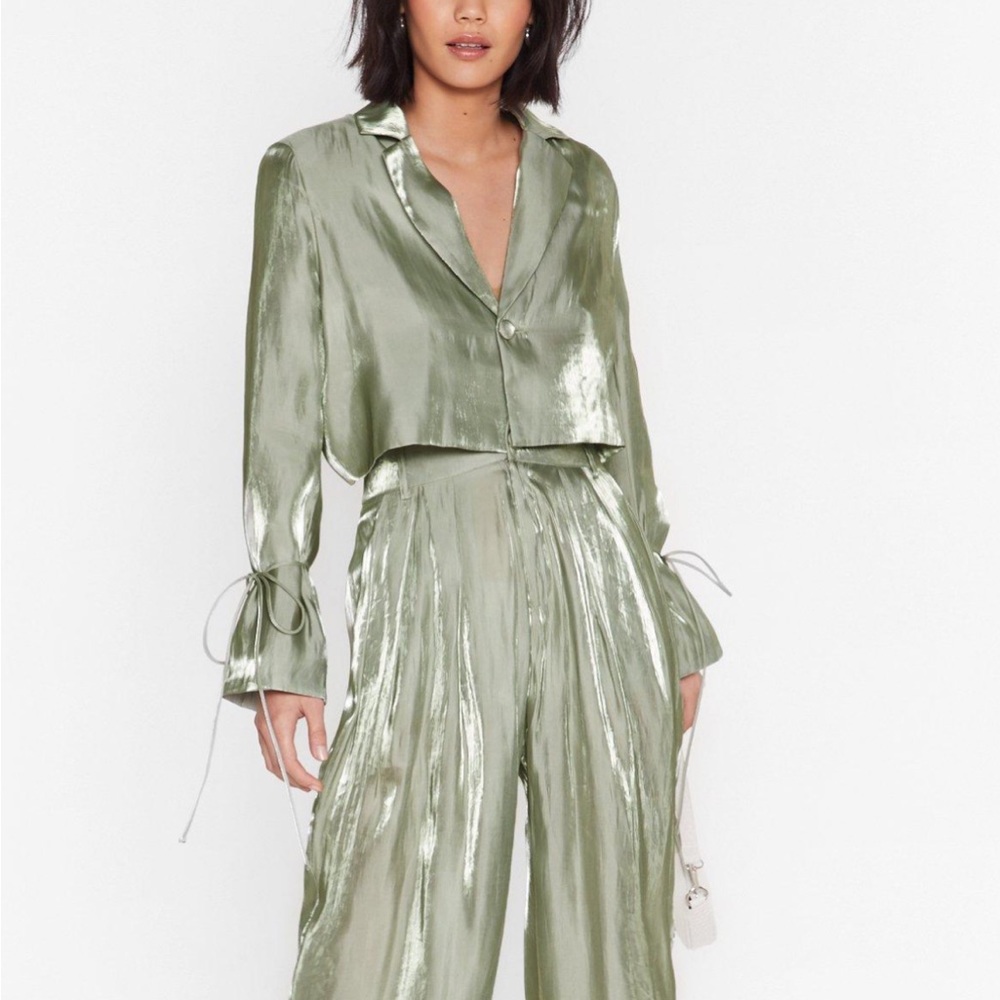 Nasty Gal Shimmery Green Blazer Set